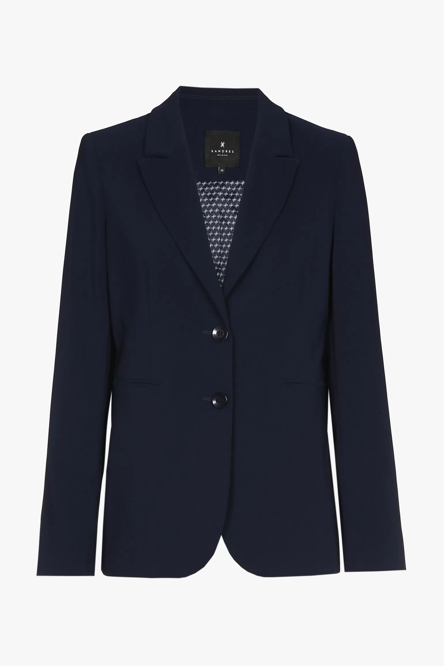 Donkerblauwe getailleerde, kreukvrije blazer-Xandres Cheap