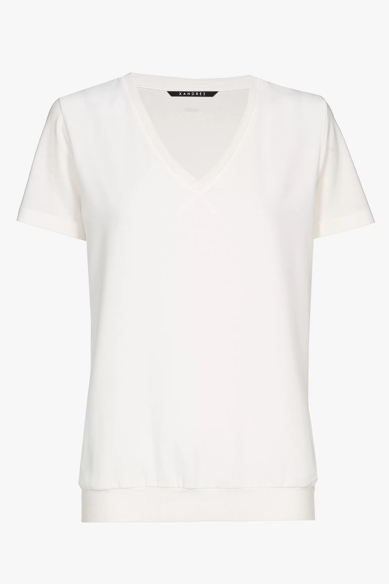 Ecru T-shirt met V-hals-Xandres Online