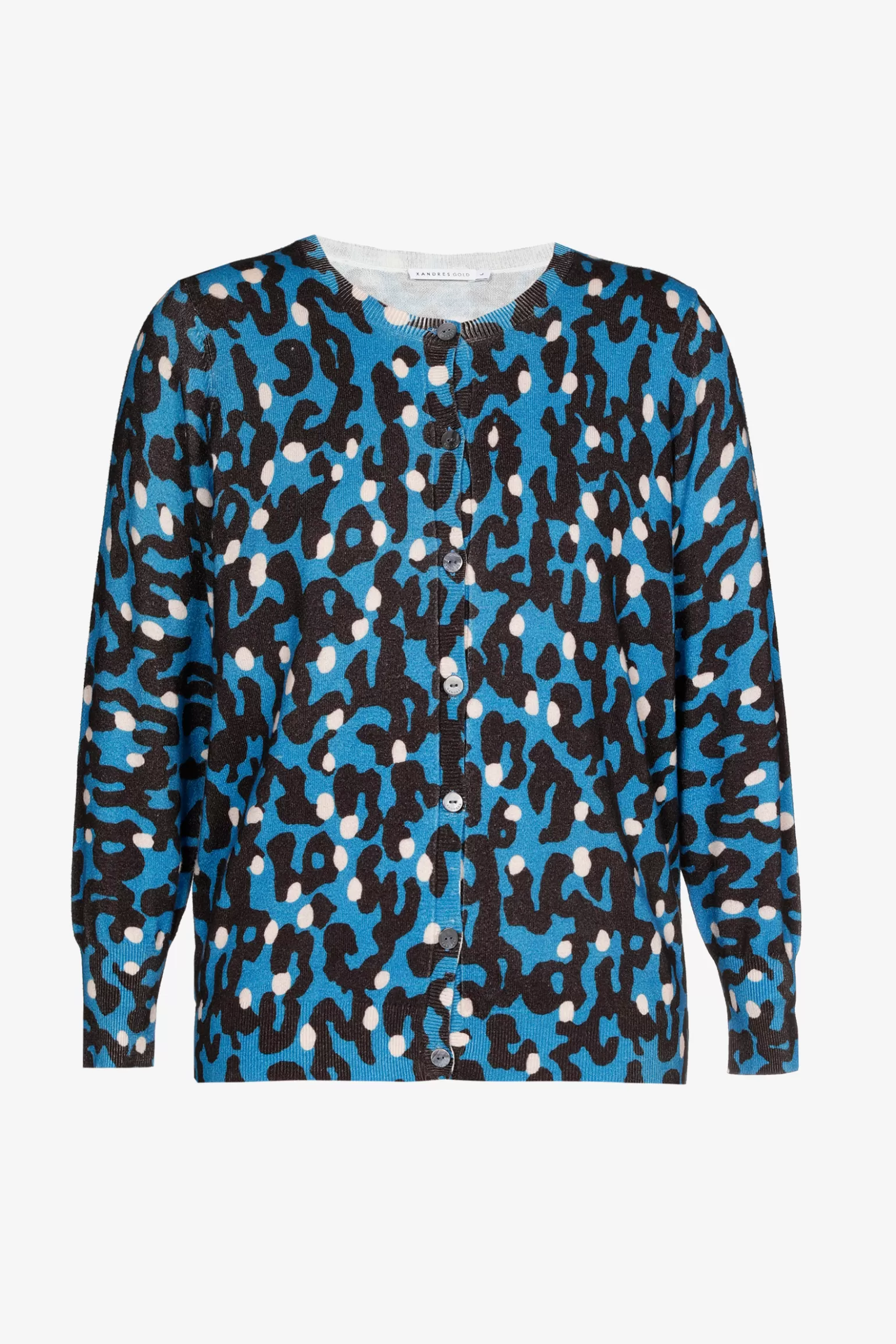 Fijn gebreid gilet met print-Xandres Store