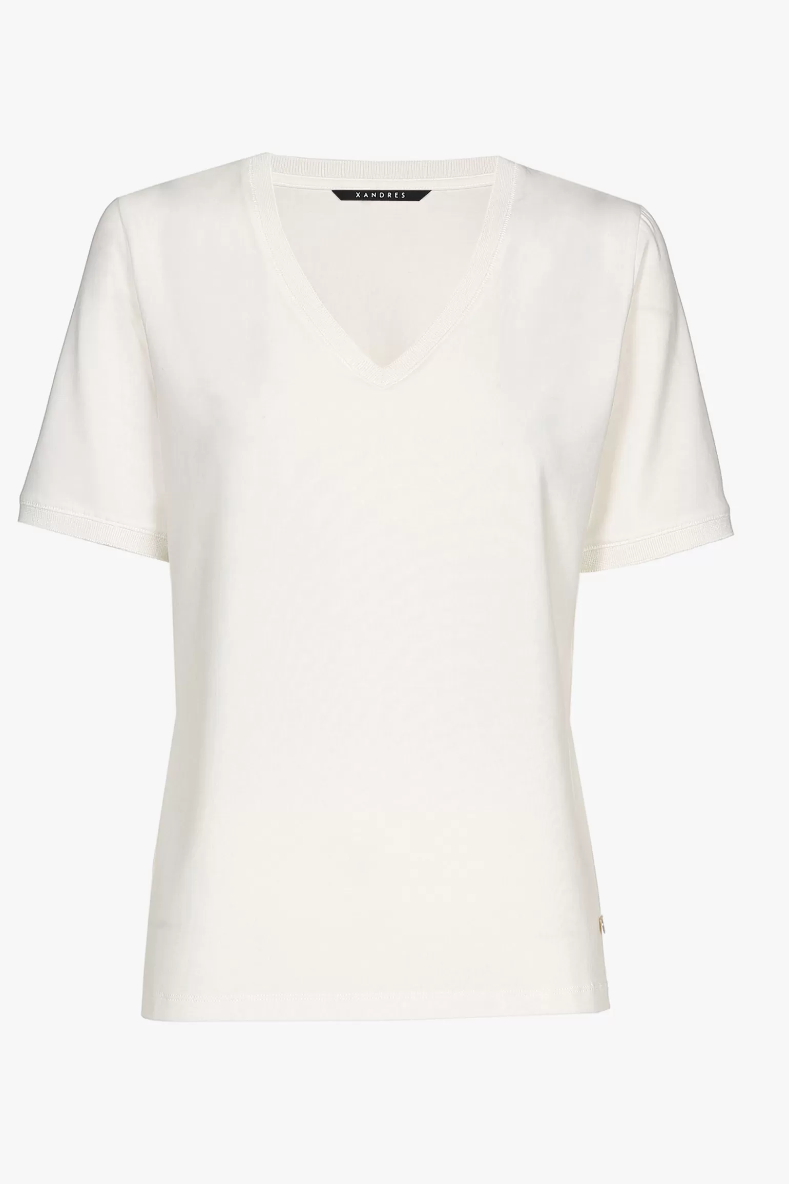 Gebroken wit T-shirt met V-hals en korte mouwen-Xandres Cheap
