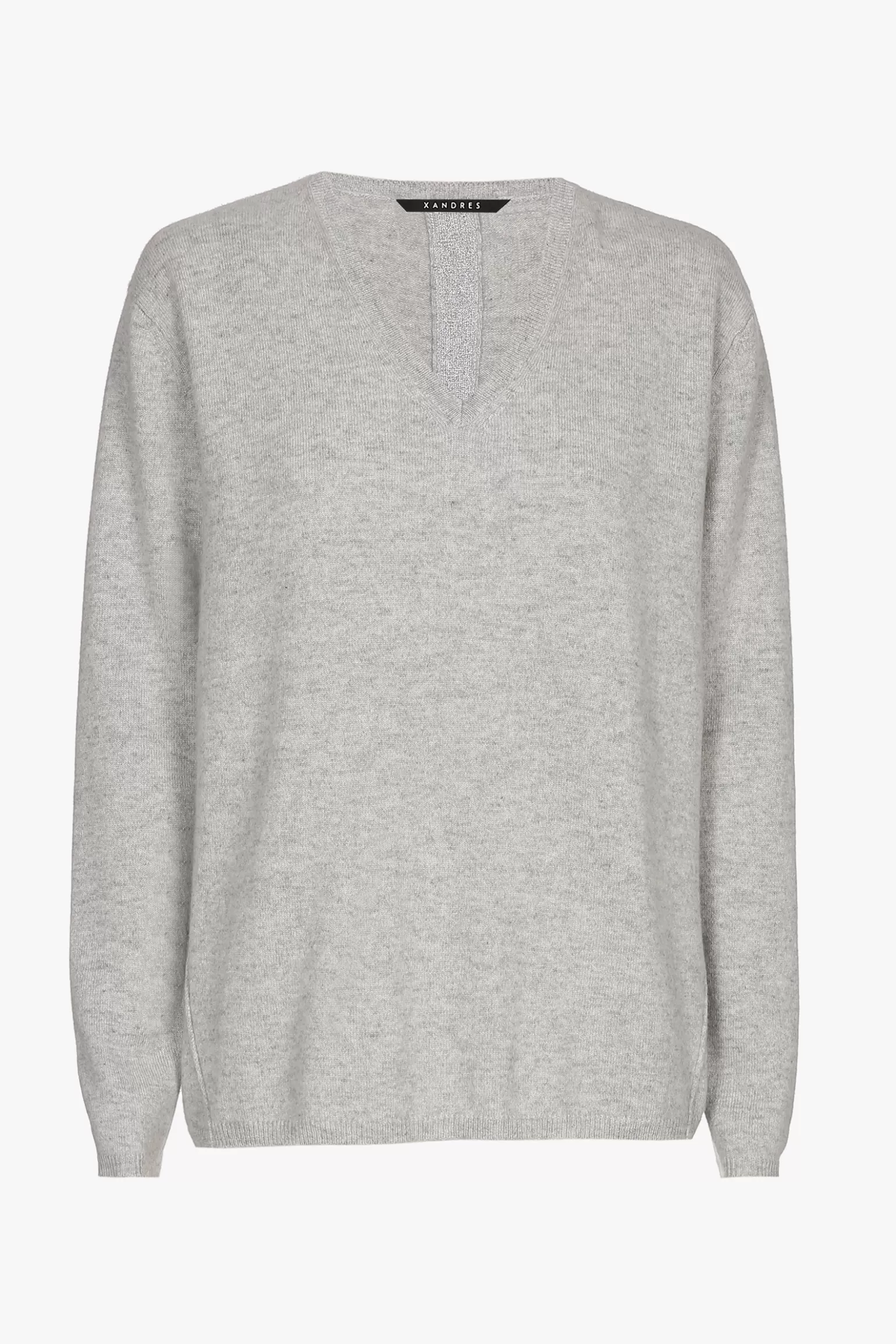Grijze cashmere trui met V-hals-Xandres Best Sale