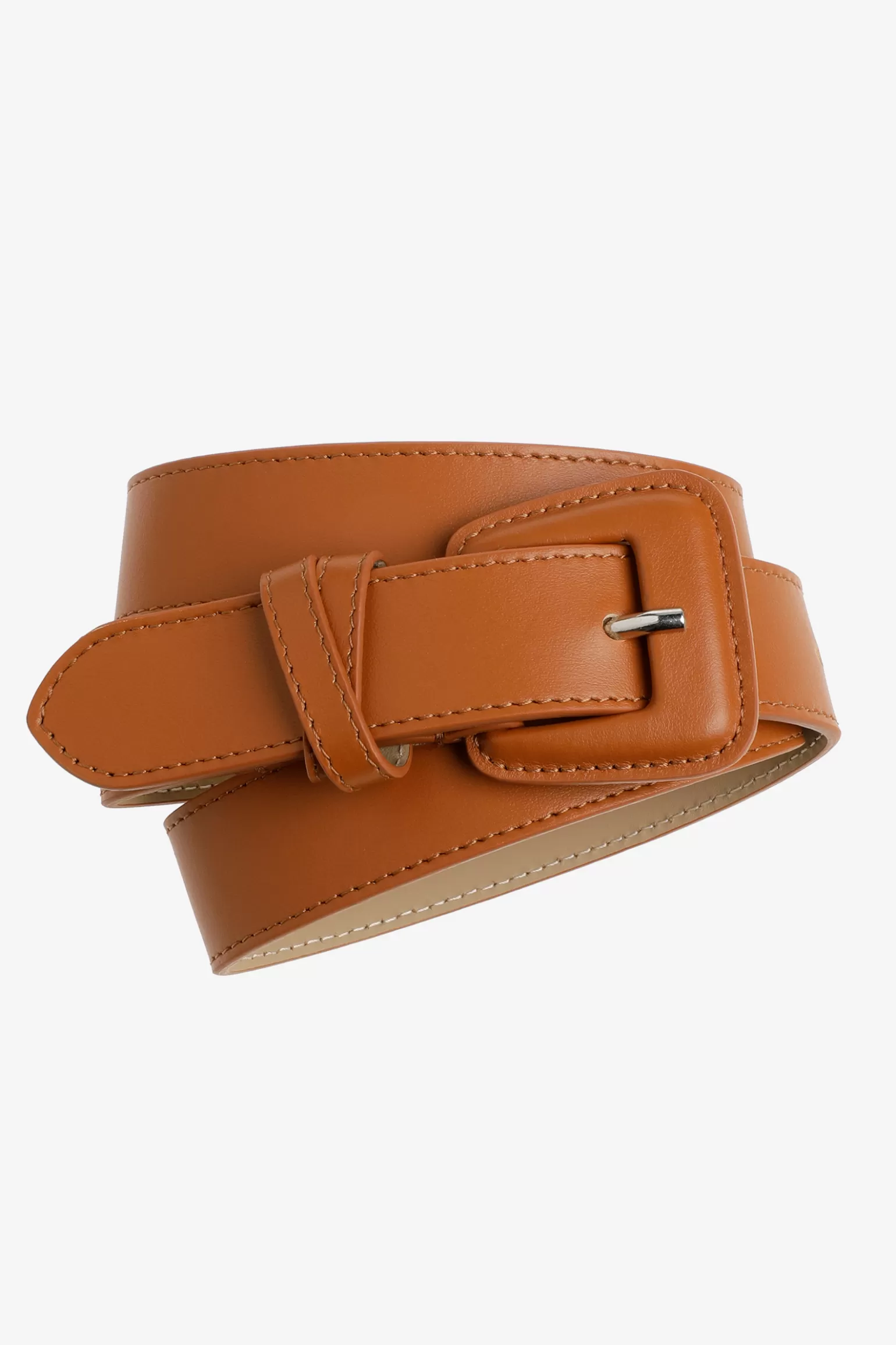 Lederen riem met afgeronde gesp-Xandres New