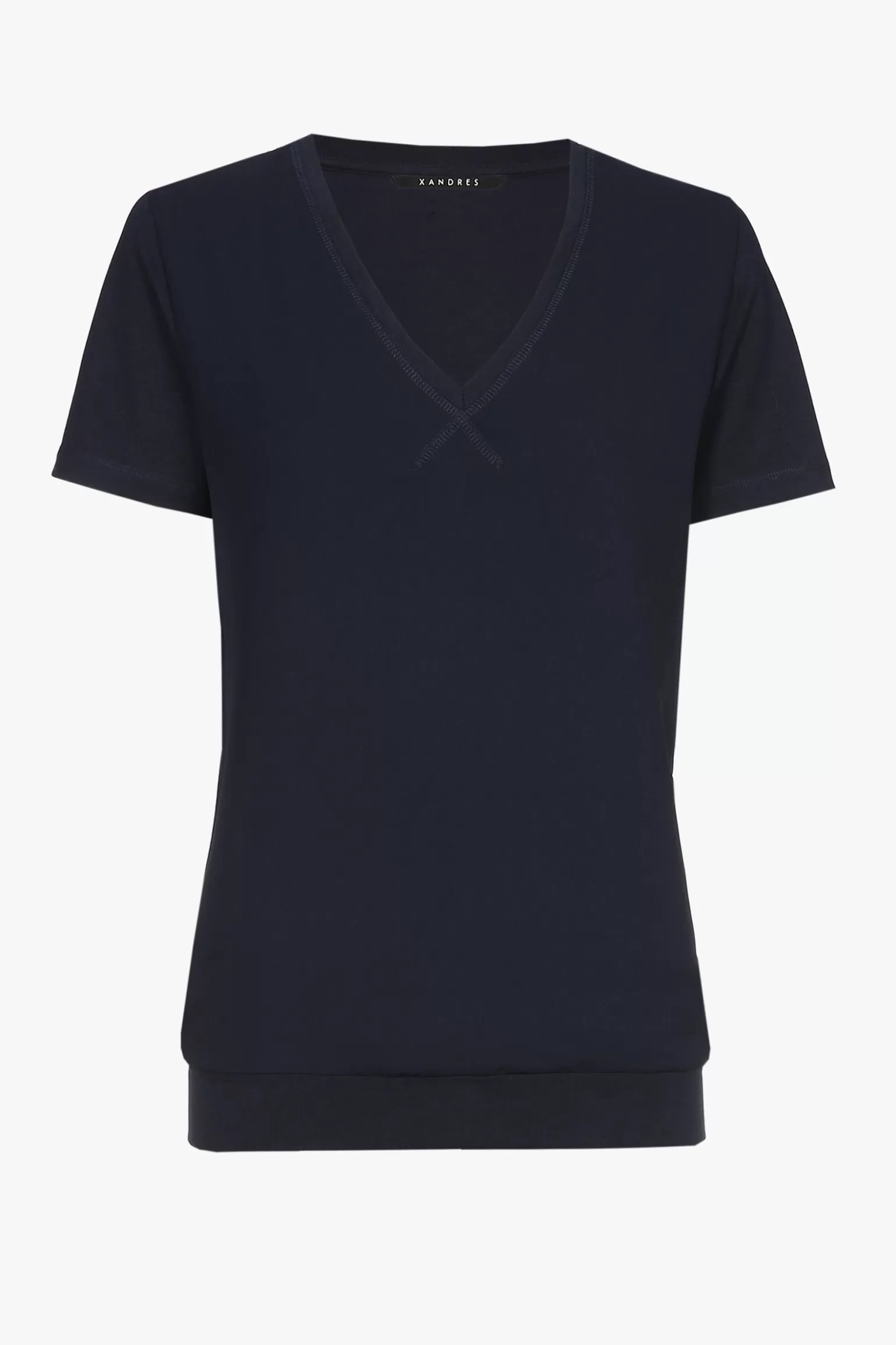 blauw T-shirt met V-hals-Xandres Cheap
