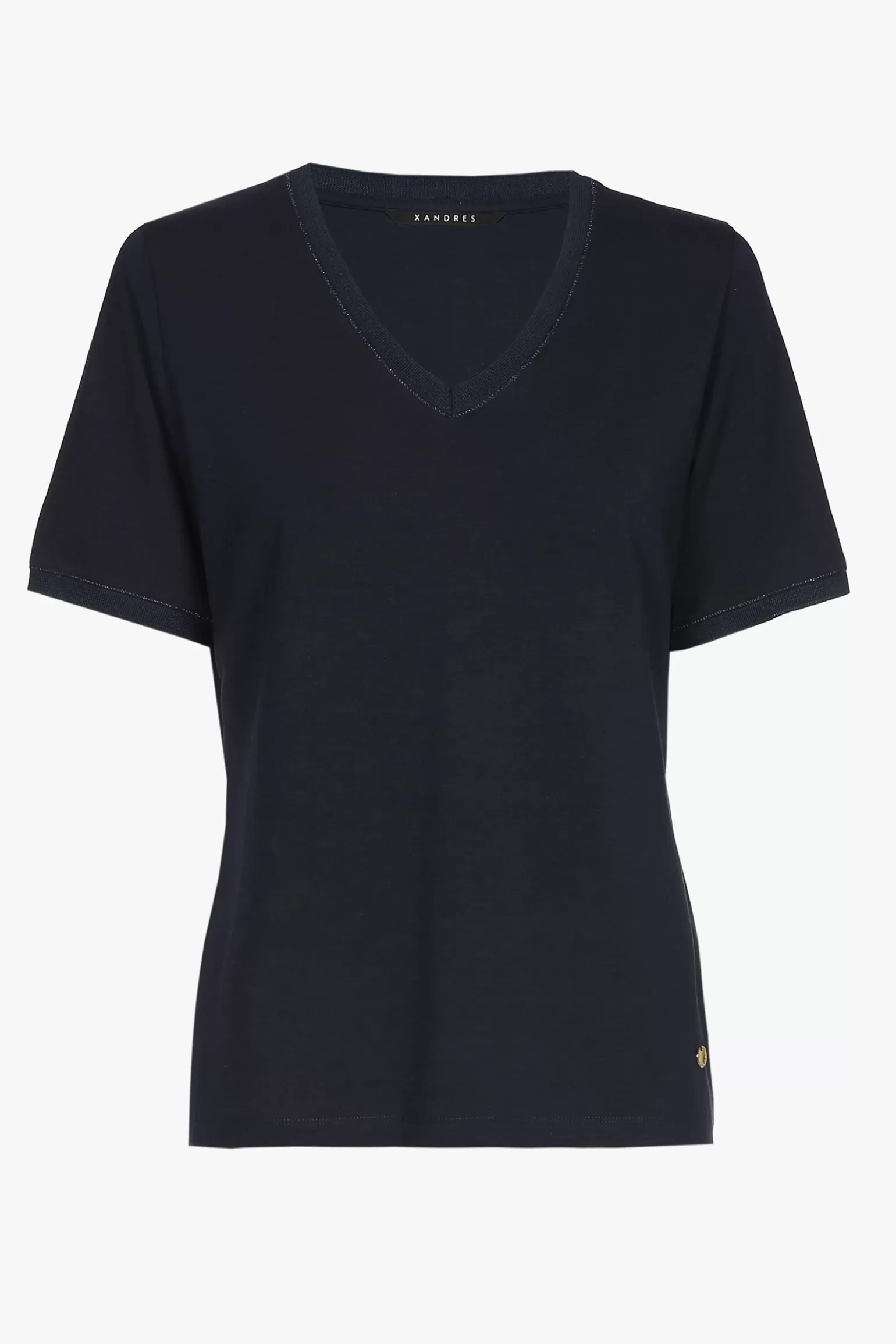blauw T-shirt met V-hals en korte mouwen-Xandres Hot