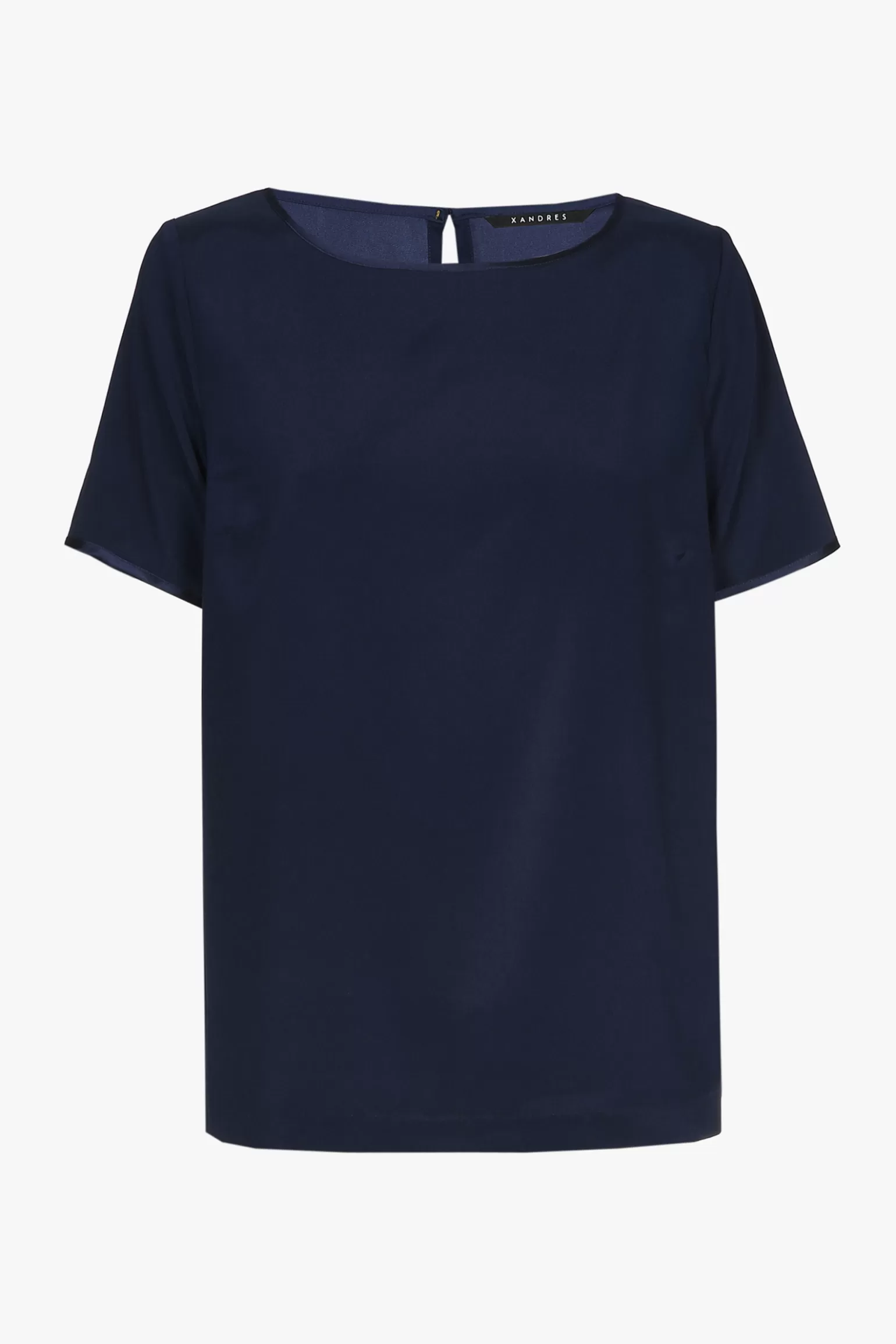 blauw zijden T-shirt met korte mouwen-Xandres Shop