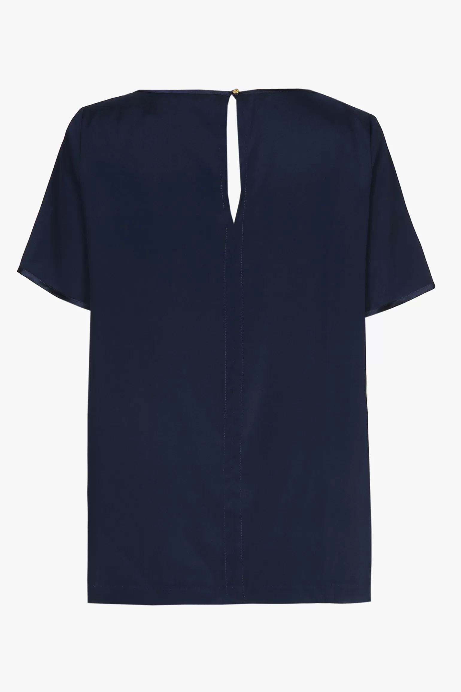 blauw zijden T-shirt met korte mouwen-Xandres Shop