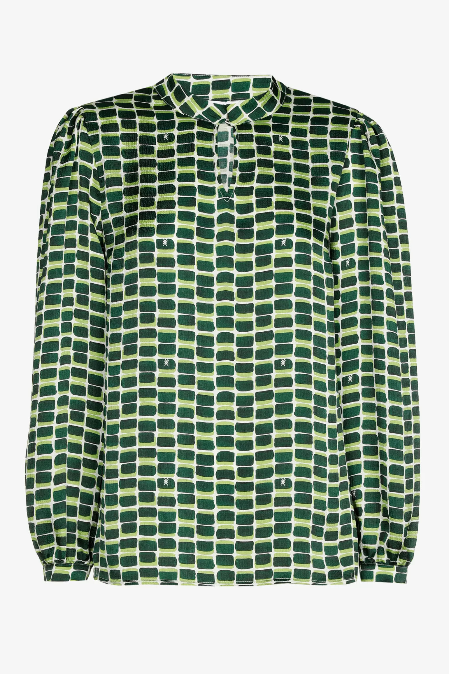 Seersucker blouse met logoprint-Xandres Sale
