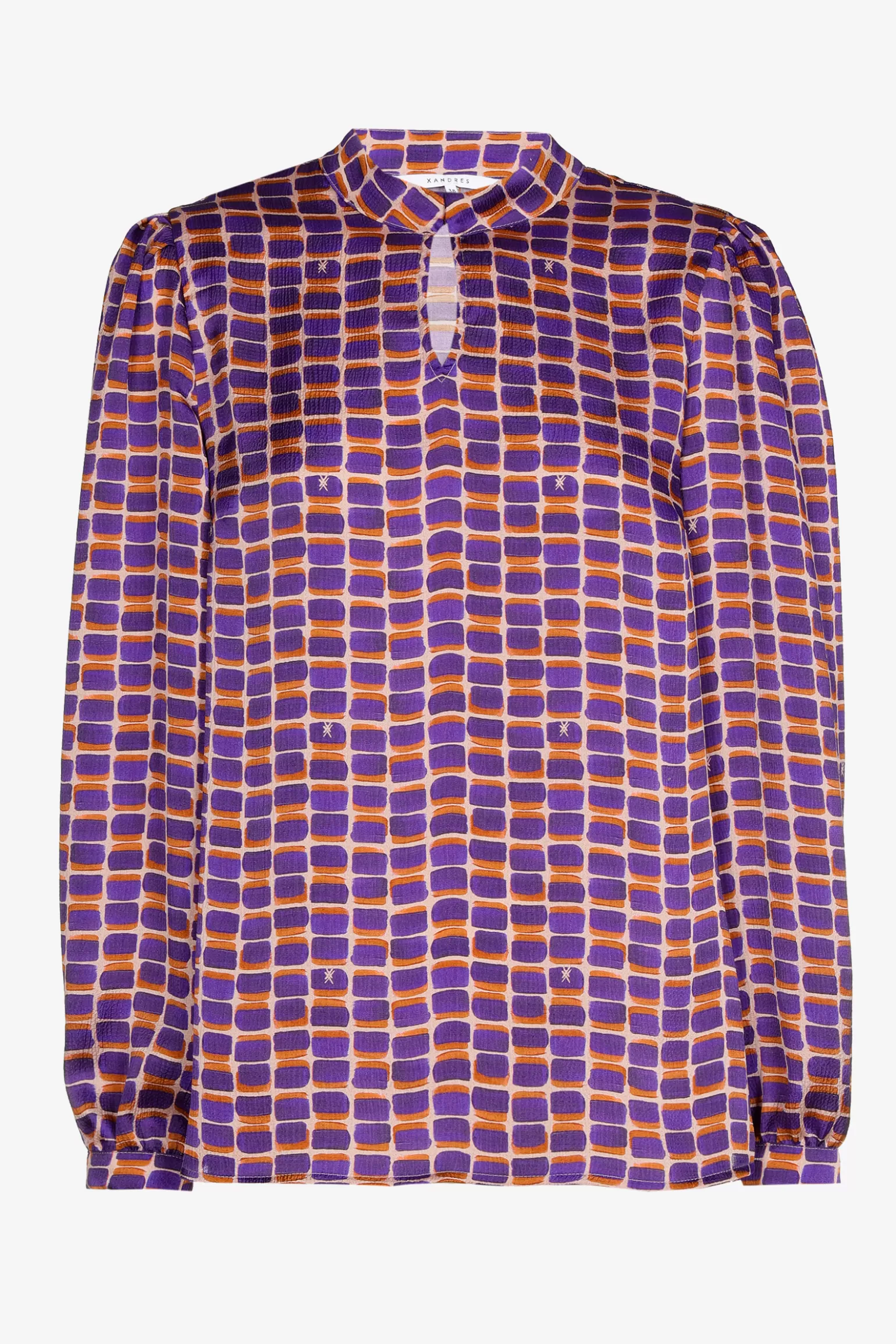 Seersucker blouse met logoprint-Xandres Best