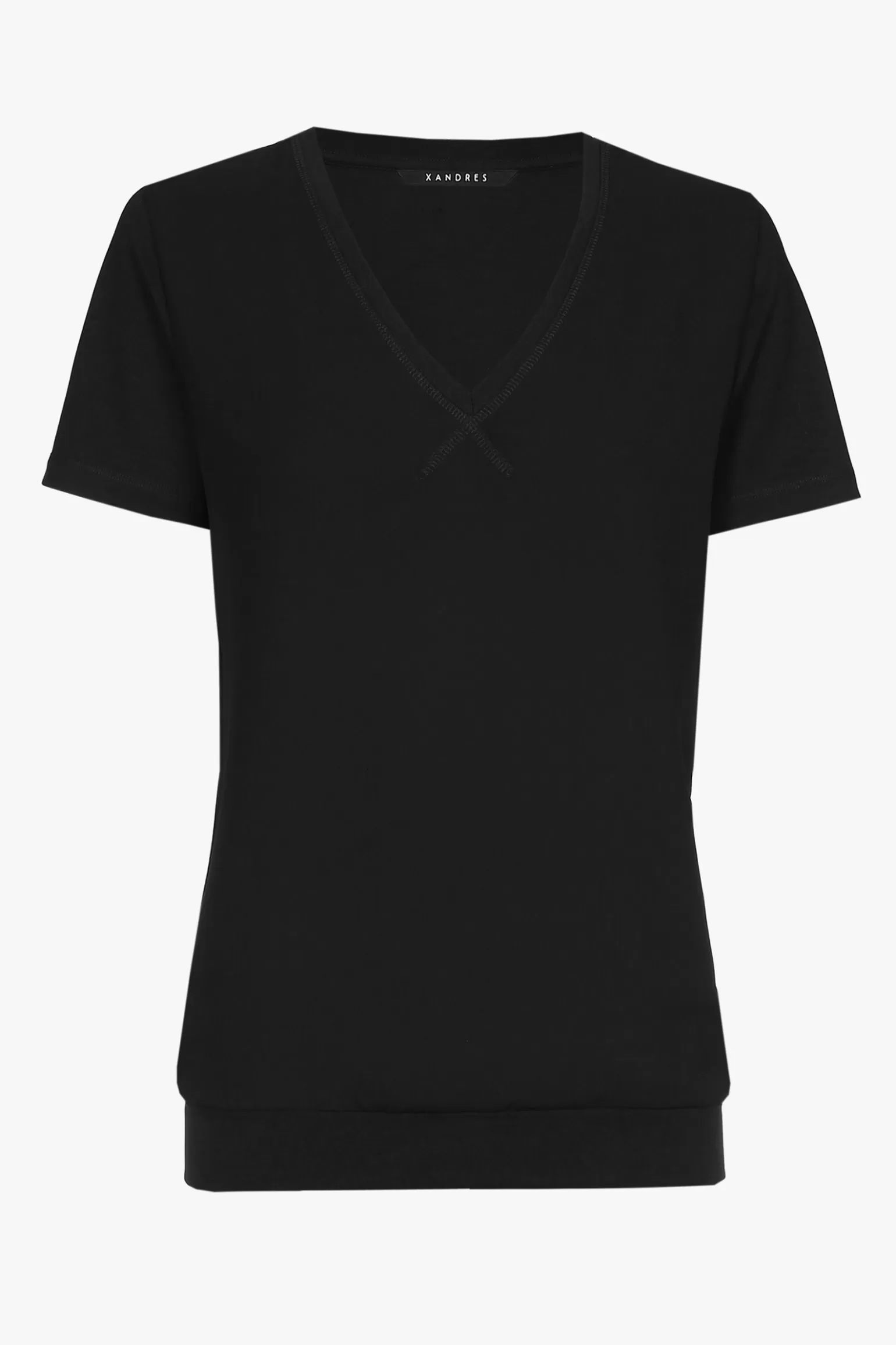 Zwart T-shirt met V-hals-Xandres Clearance