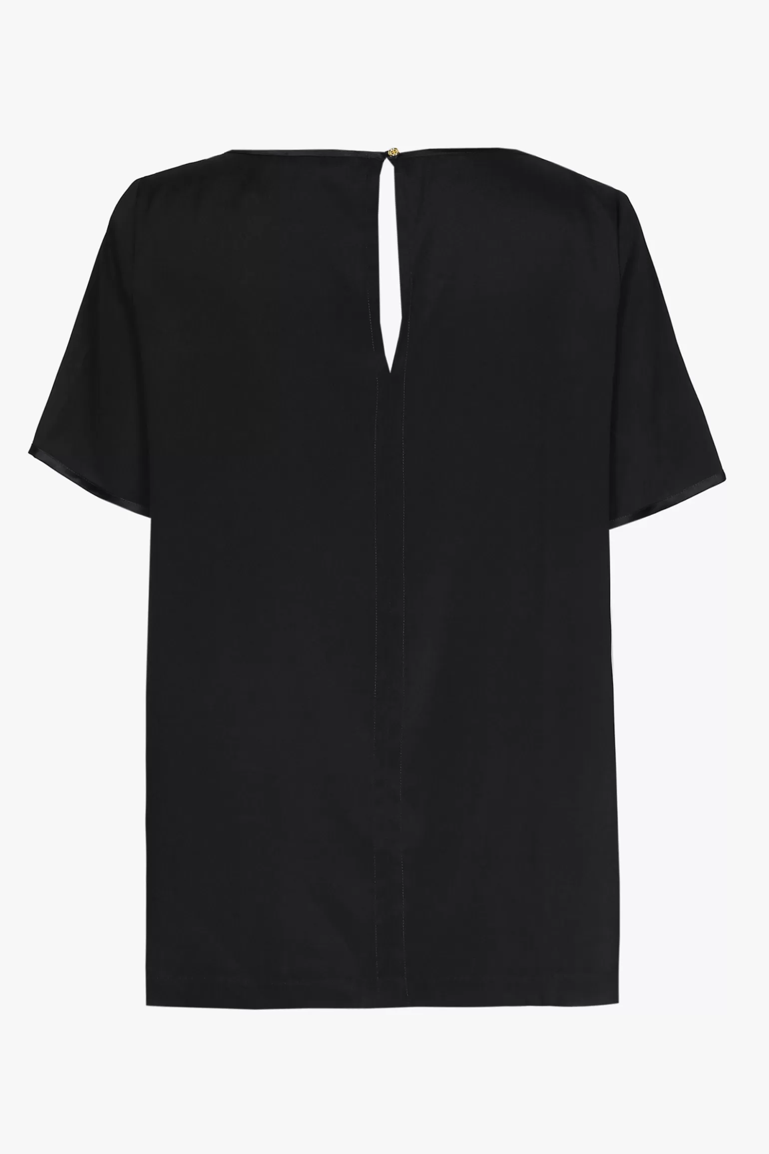 Zwart zijden T-shirt met korte mouwen-Xandres Online
