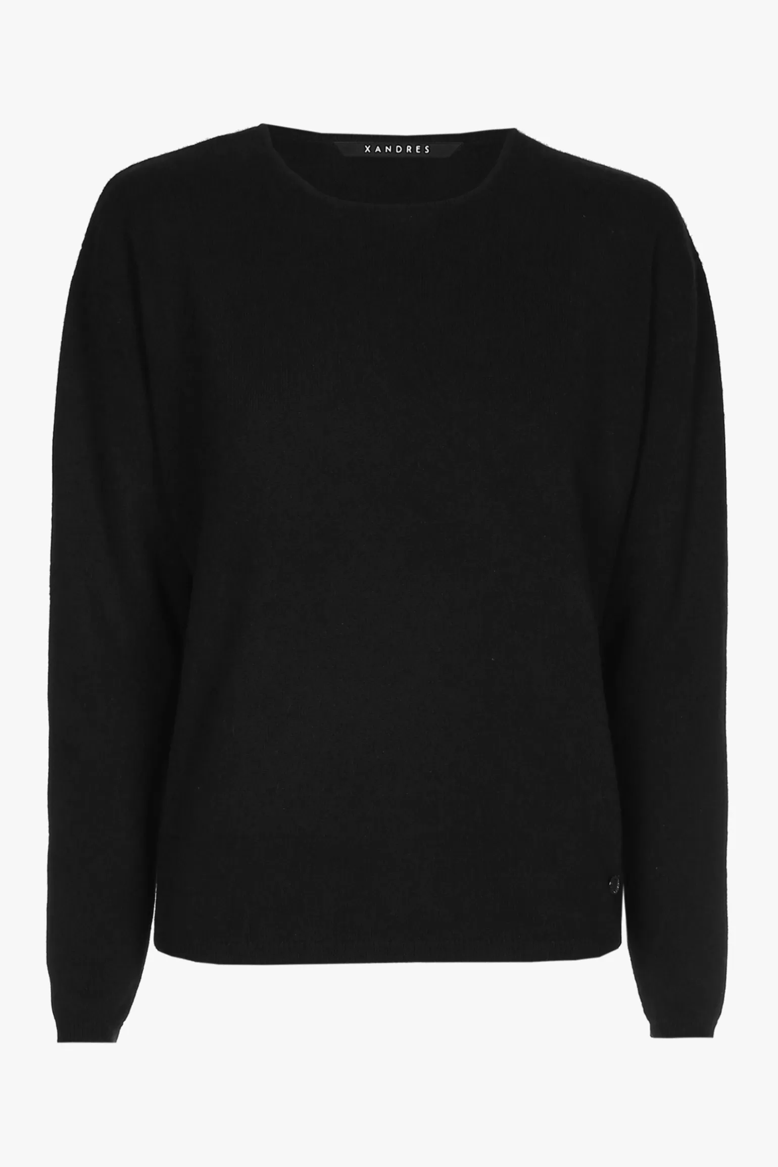 Zwarte cashmere pull met ronde hals-Xandres Best